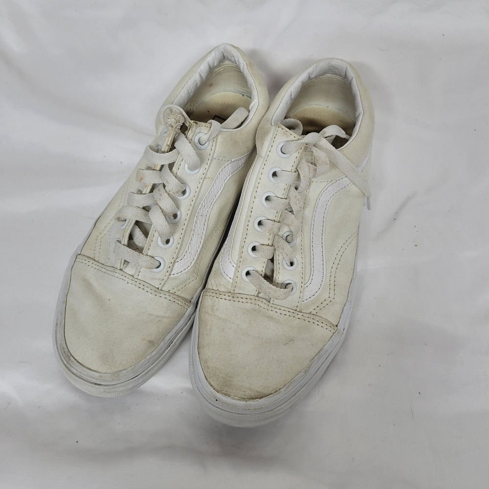 Vans Old Skool Off White Canvas Low Top Sneakers 751505 Mens 6 Womens 7.5